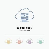 cloud. storage. computing. data. flow 5 Color Line Web Icon Template isolated on white. Vector illustration