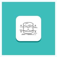 Round Button for database. data. architecture. infographics. monitoring Line icon Turquoise Background vector