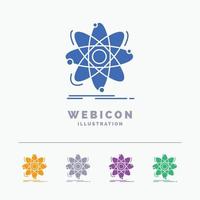 átomo. Ciencias. química. física. plantilla de icono web de glifo de color nuclear de 5 colores aislada en blanco. ilustración vectorial vector