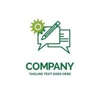 chat. communication. discussion. setting. message Flat Business Logo template. Creative Green Brand Name Design. vector