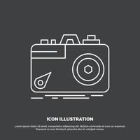 cámara. fotografía. captura. foto. icono de apertura. símbolo de vector de línea para ui y ux. sitio web o aplicación móvil