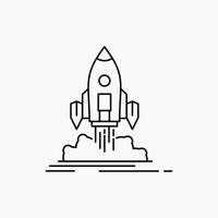 Launch. mission. shuttle. startup. publish Line Icon. Vector isolated illustration