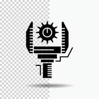 Automation. industry. machine. production. robotics Glyph Icon on Transparent Background. Black Icon vector