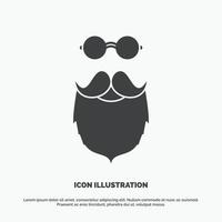 moustache. Hipster. movember. beared. men Icon. glyph vector gray symbol for UI and UX. website or mobile application