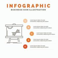 negocio. cuadro. datos. grafico. plantilla de infografía de estadísticas para sitio web y presentación. icono de línea gris con ilustración de vector de estilo infográfico naranja