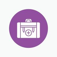 bag. camping. health. hiking. luggage White Glyph Icon in Circle. Vector Button illustration