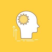 Mind. Creative. thinking. idea. brainstorming Flat Line Filled Icon. Beautiful Logo button over yellow background for UI and UX. website or mobile application vector