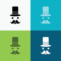 moustache. Hipster. movember. santa Clause. Hat Icon Over Various Background. glyph style design. designed for web and app. Eps 10 vector illustration