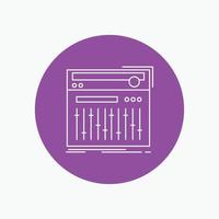 Control. controller. midi. studio. sound White Line Icon in Circle background. vector icon illustration