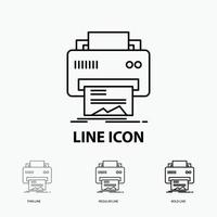 Digital. printer. printing. hardware. paper Icon in Thin. Regular and Bold Line Style. Vector illustration