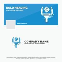 plantilla de logotipo empresarial azul para automatización. industria. máquina. producción. robótica diseño de banner de línea de tiempo de facebook. ilustración de fondo de banner web de vector