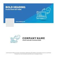 Blue Business Logo Template for sync. processing. data. dashboard. arrows. Facebook Timeline Banner Design. vector web banner background illustration