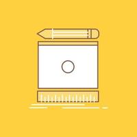 Draft. engineering. process. prototype. prototyping Flat Line Filled Icon. Beautiful Logo button over yellow background for UI and UX. website or mobile application vector