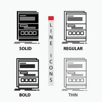 Browser. dynamic. internet. page. responsive Icon in Thin. Regular. Bold Line and Glyph Style. Vector illustration