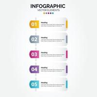 diseño infográfico vertical vectorial con iconos. 5 opciones o 5 pasos. diagrama de proceso diagrama de flujo gráfico de información vector