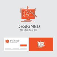 Business logo template for engineering. project. tools. workshop. processing. Orange Visiting Cards with Brand logo template. vector