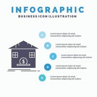 depósito. seguro. ahorros. reembolso. plantilla de infografía bancaria para sitio web y presentación. icono de glifo gris con ilustración de vector de estilo infográfico azul.