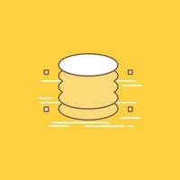 database. data. architecture. infographics. monitoring Flat Line Filled Icon. Beautiful Logo button over yellow background for UI and UX. website or mobile application vector