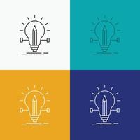 bulb. creative. solution. light. pencil Icon Over Various Background. Line style design. designed for web and app. Eps 10 vector illustration