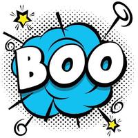 boo comic plantilla brillante con burbujas de discurso en marcos coloridos vector