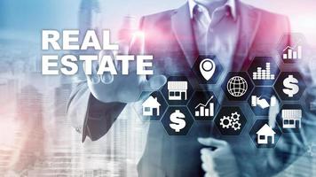 Real estate. Property insurance and security concept. Abstract business background photo