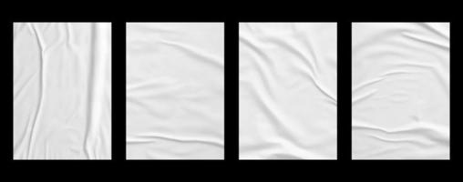 white crumpled and creased paper poster texture set isolated on black background photo