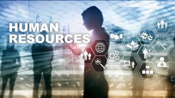 Human Resources HR management concept. Human resources pool, customer care and employees. photo