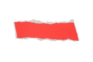 Red ripped paper torn edges strips isolated on white background photo