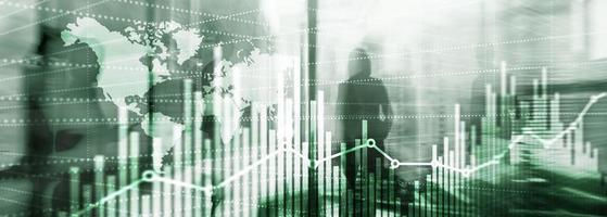 gráfico de gráfico de finanzas empresariales. concepto de fintech de inversión de intercambio de divisas. medios mixtos foto