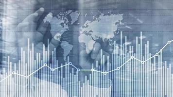 gráfico de crecimiento de las finanzas comerciales gráfico de análisis del diagrama concepto de intercambio de divisas y comercio doble exposición encabezado del sitio web de fondo de medios mixtos foto