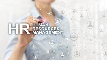 Human resource management, HR, Team Building and recruitment concept on blurred background. photo