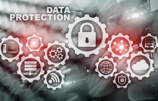 Server data protection concept. Safety of information from virus cyber digital internet technology. photo