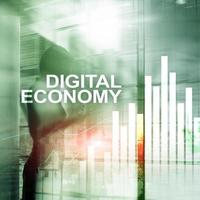 DIgital economy, financial technology concept on blurred background. photo