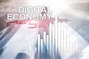 economía digital, concepto de tecnología financiera sobre fondo borroso foto