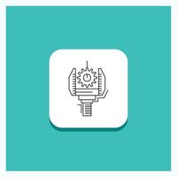 Round Button for Automation. industry. machine. production. robotics Line icon Turquoise Background vector