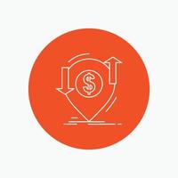 transaction. financial. money. finance. transfer White Line Icon in Circle background. vector icon illustration