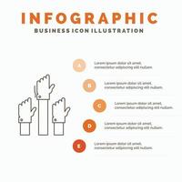 aspiración. negocio. deseo. empleado. plantilla de infografía de intención para sitio web y presentación. icono de línea gris con ilustración de vector de estilo infográfico naranja