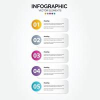 Timeline 5 options Vertical Infographic for presentations workflow process diagram flow chart report vector