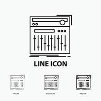 Control. controller. midi. studio. sound Icon in Thin. Regular and Bold Line Style. Vector illustration