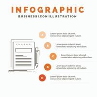 Business. document. file. paper. presentation Infographics Template for Website and Presentation. Line Gray icon with Orange infographic style vector illustration