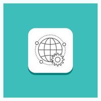 Round Button for connected. online. world. globe. multiplayer Line icon Turquoise Background vector