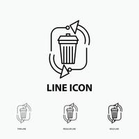 waste. disposal. garbage. management. recycle Icon in Thin. Regular and Bold Line Style. Vector illustration