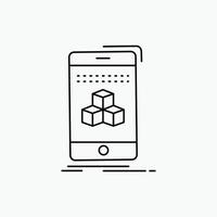 box. 3d. cube. smartphone. product Line Icon. Vector isolated illustration