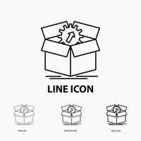 upload. performance. productivity. progress. work Icon in Thin. Regular and Bold Line Style. Vector illustration