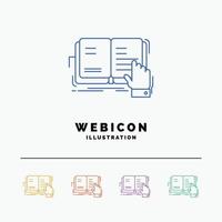 book. lesson. study. literature. reading 5 Color Line Web Icon Template isolated on white. Vector illustration