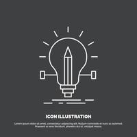 bulb. creative. solution. light. pencil Icon. Line vector symbol for UI and UX. website or mobile application