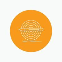 Design. goal. pencil. set. target White Line Icon in Circle background. vector icon illustration