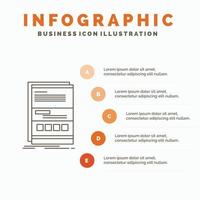 navegador. dinámica. Internet. página. plantilla de infografía receptiva para sitio web y presentación. icono de línea gris con ilustración de vector de estilo infográfico naranja