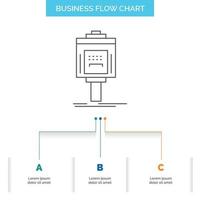 valet. parking. service. hotel. valley Business Flow Chart Design with 3 Steps. Line Icon For Presentation Background Template Place for text vector