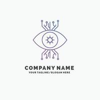 Infrastructure. monitoring. surveillance. vision. eye Purple Business Logo Template. Place for Tagline vector